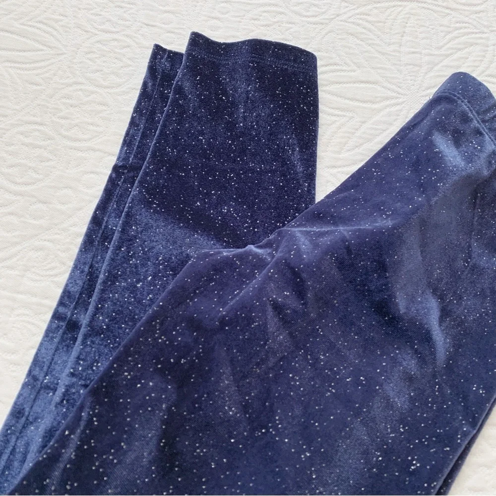 Gymboree Girls' Sparkle Velour Leggings, Navy / Silver‎ (L, 10-12)